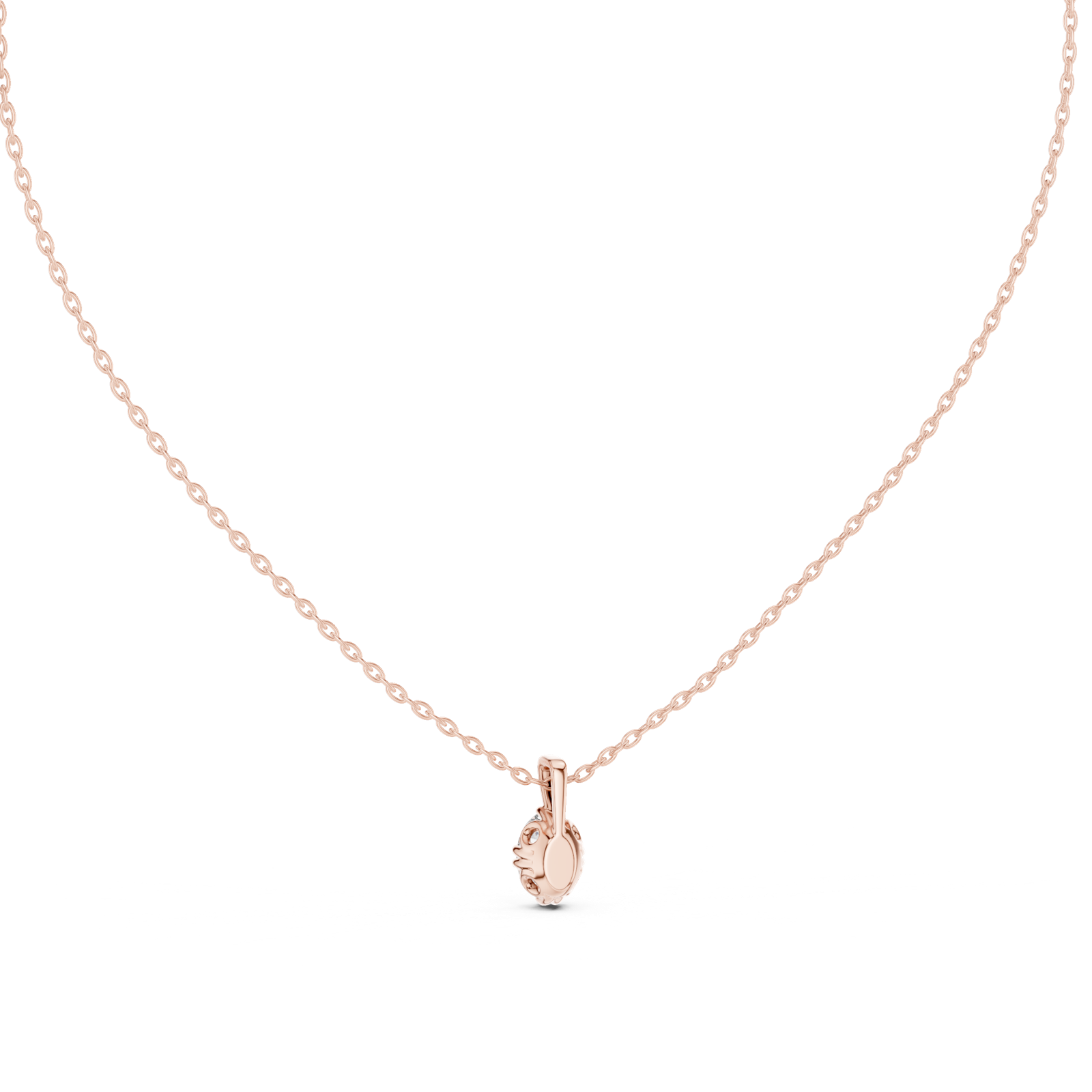 14K Solid Gold Lab Diamond Solitaire Pendant Necklace, Rose Gold, view 4