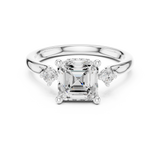 Gold Ring DDLR-164, Asscher center stone, White Gold, view 4