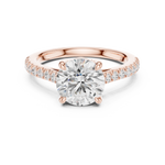Gold Ring DDLR-039, Round center stone, Rose Gold, view 4