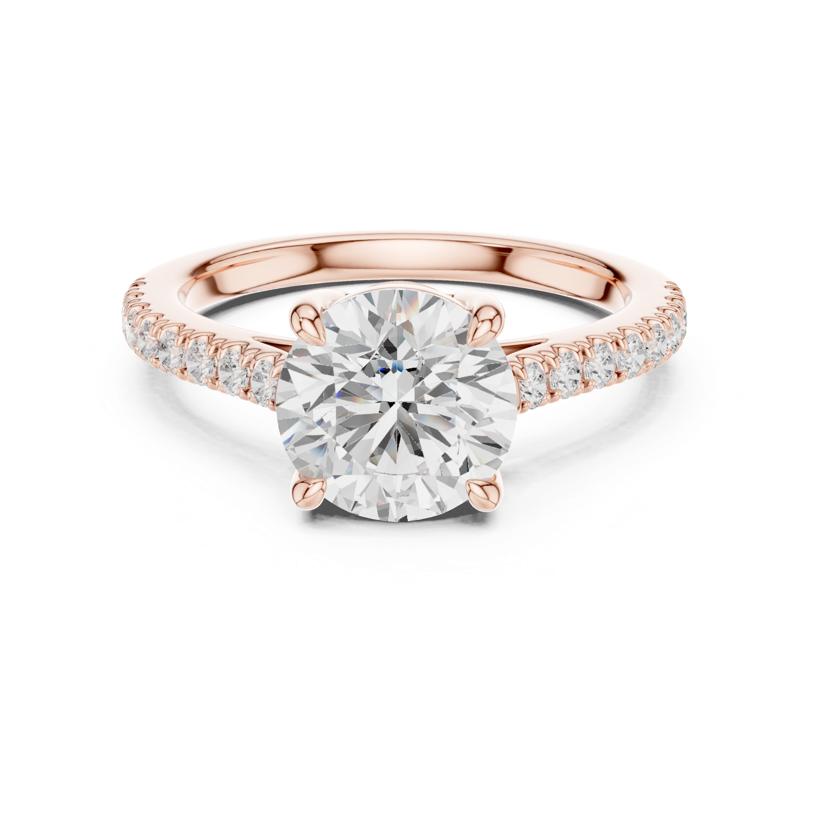 Gold Ring DDLR-039, Round center stone, Rose Gold, view 4
