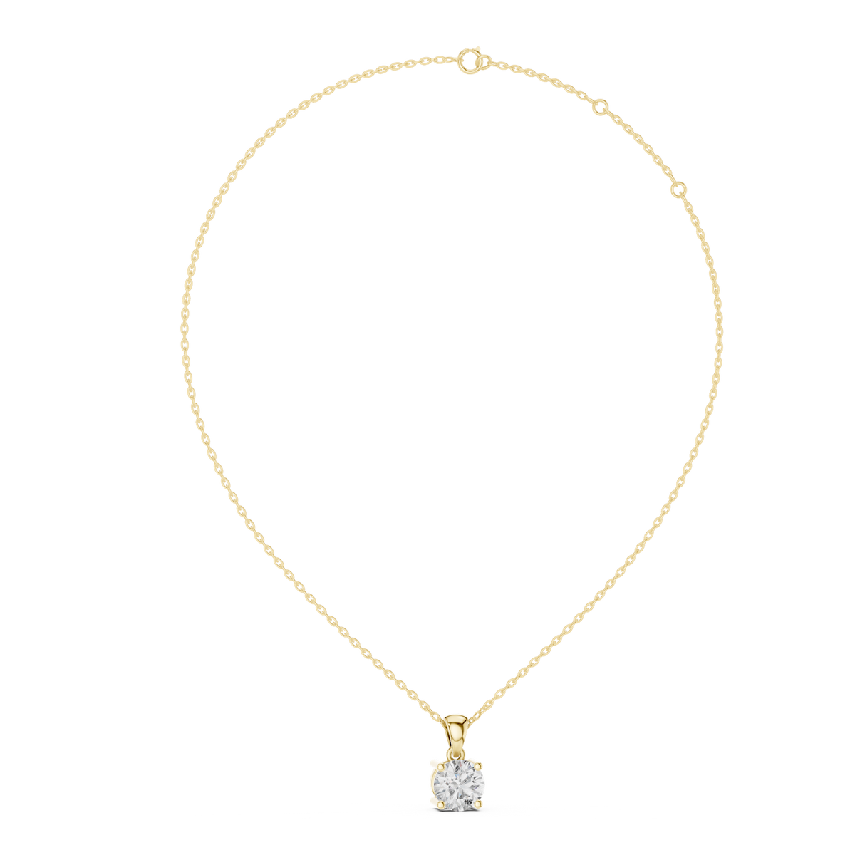 14K Solid Gold Lab Diamond Solitaire Pendant Necklace, Yellow Gold, view 1