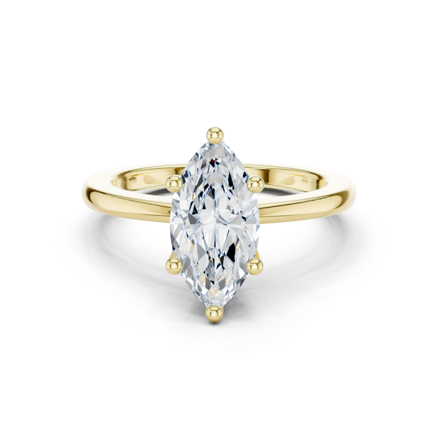 Gold Ring DDLR-032, Marquise center stone, Yellow Gold