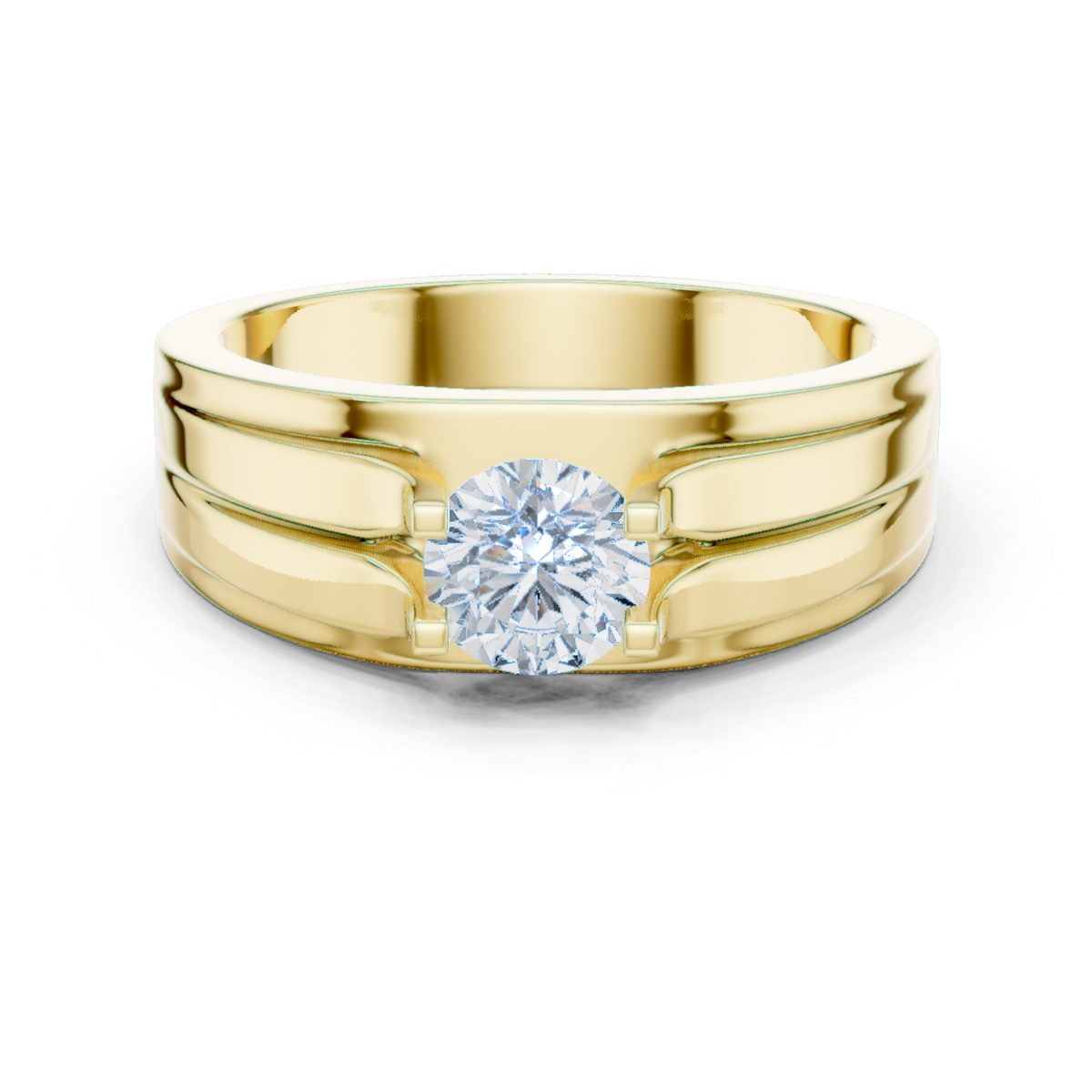 14K Solid Gold Lab Diamond Solitaire Ring, Yellow Gold