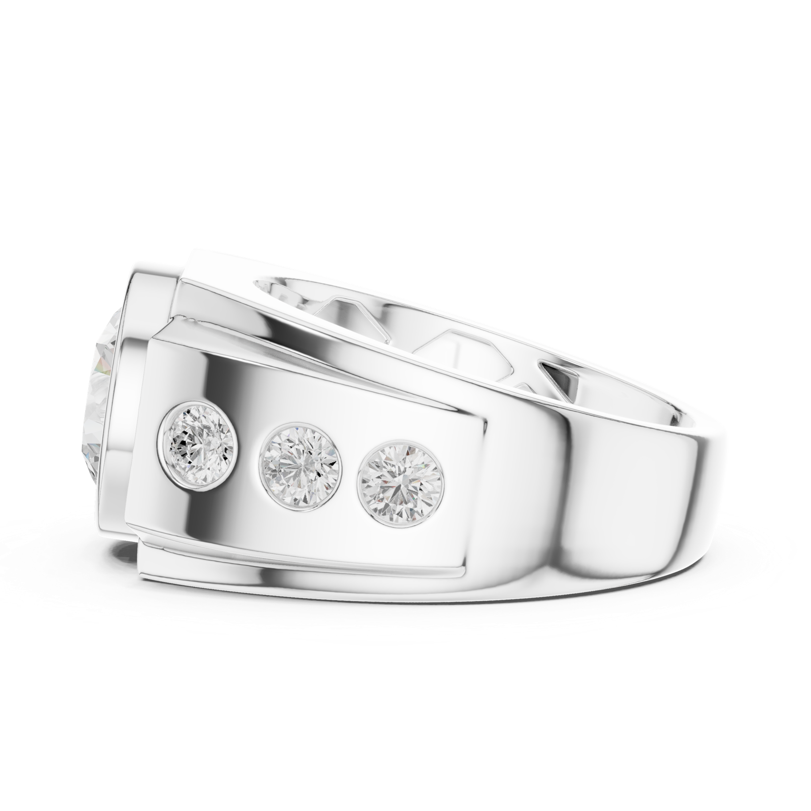 Gold Men's Ring GGR-0003, White Gold, view 3