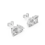 14K Solid Gold Lab Diamond Cluster Earrings, White Gold, view 2