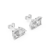 14K Solid Gold Lab Diamond Cluster Earrings, White Gold, view 2