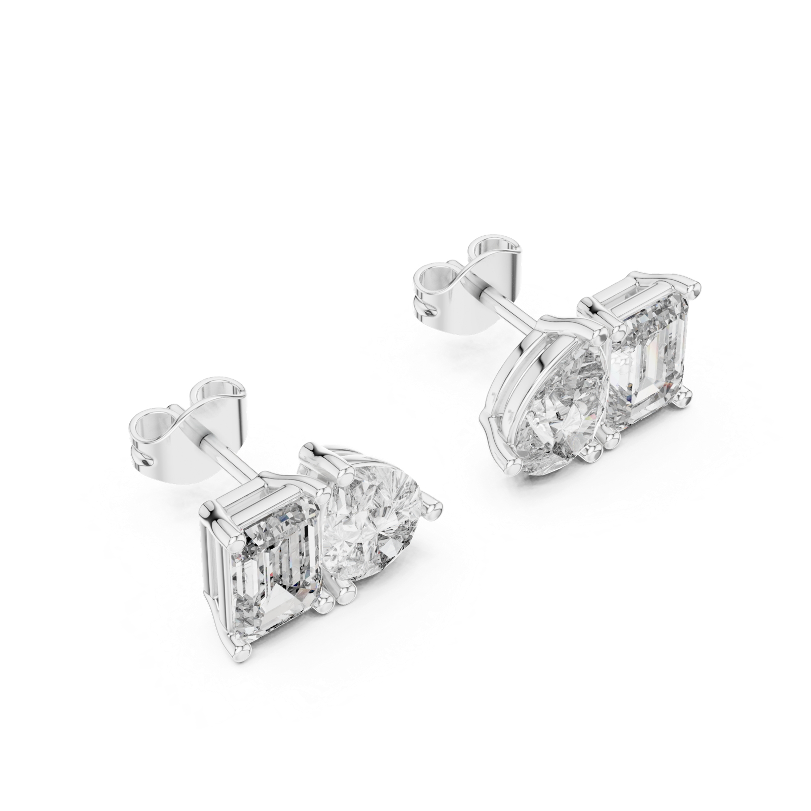 14K Solid Gold Lab Diamond Cluster Earrings, White Gold, view 2