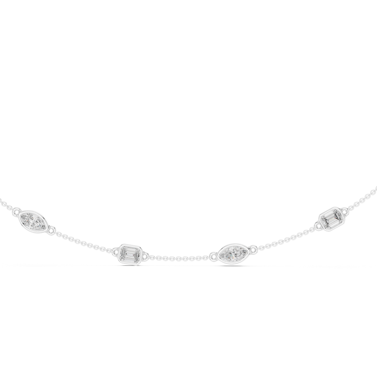 14K Solid Gold Lab Diamond Tennis Necklace, White Gold, view 4