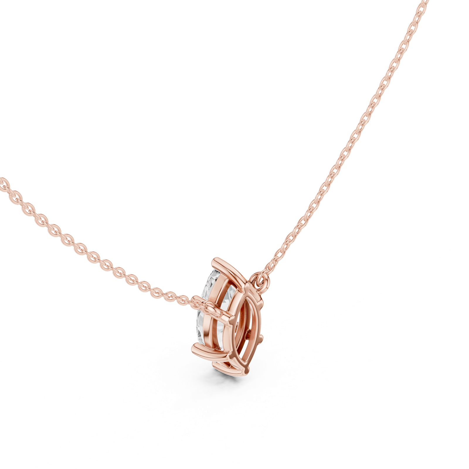 Gold Jewelry DDPO-001, Marquise center stone, Rose Gold, view 2