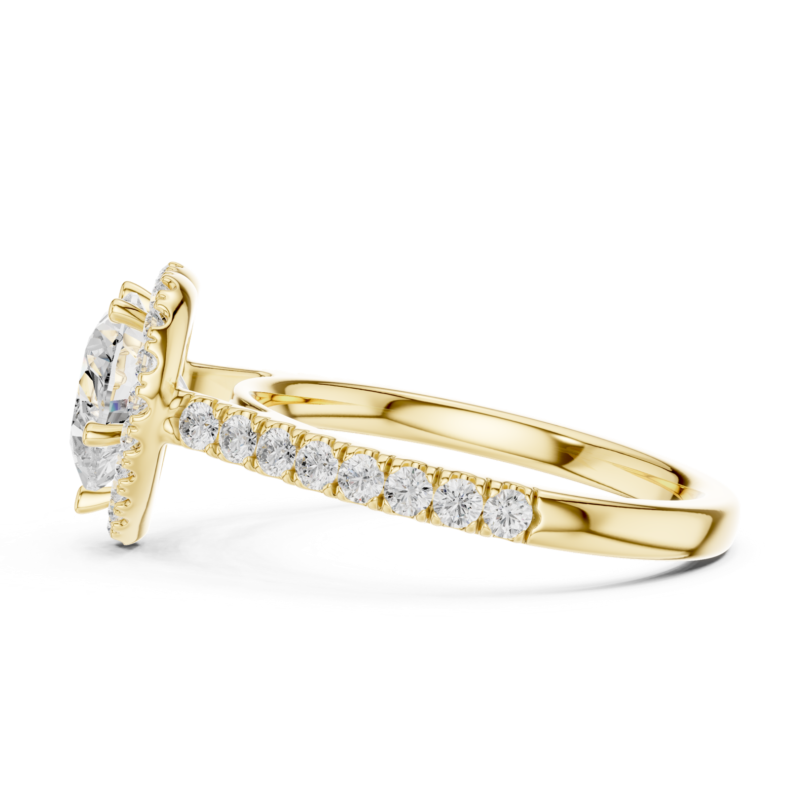Gold Ring DDLR-118, Heart center stone, Yellow Gold, view 3