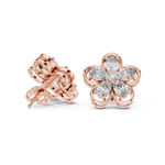 14K Solid Gold Lab Diamond Flower Cluster Earrings, Rose Gold, view 1