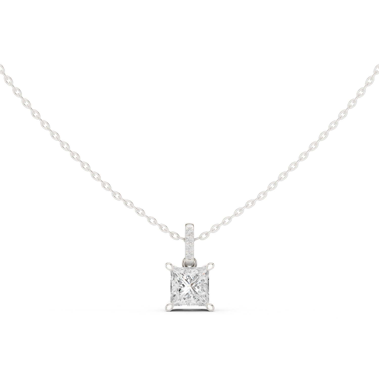 Gold Jewelry DDPO-009, Princess center stone, White Gold