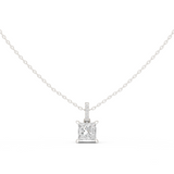 Gold Jewelry DDPO-009, Princess center stone, White Gold
