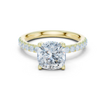 Gold Ring, Cushion center stone, Yellow Gold