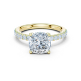 Gold Ring, Cushion center stone, Yellow Gold