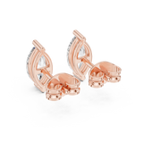 14K Solid Gold Lab Diamond Stud Earrings, Rose Gold, view 3