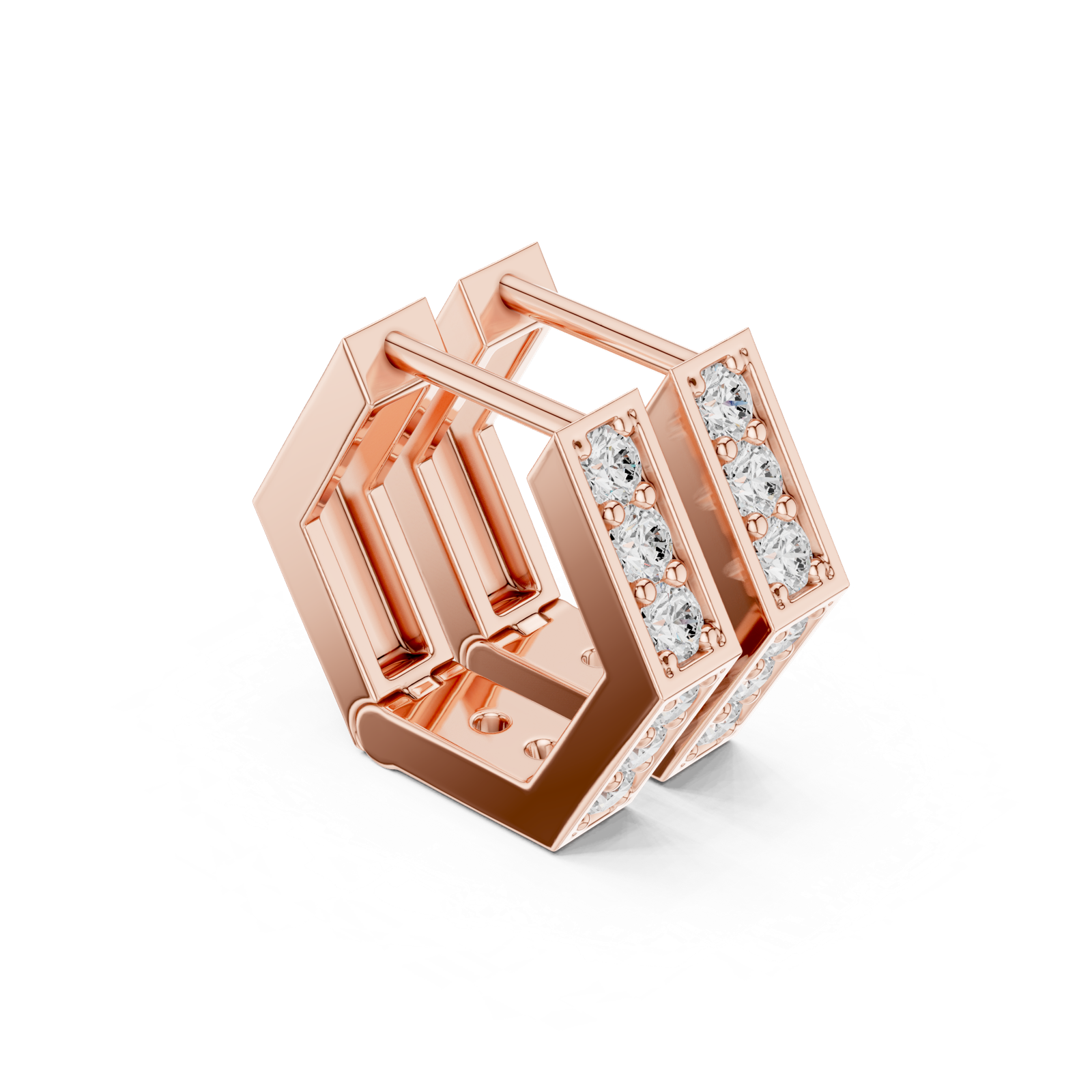 Gold Earrings 9-10118E, Rose Gold, view 1