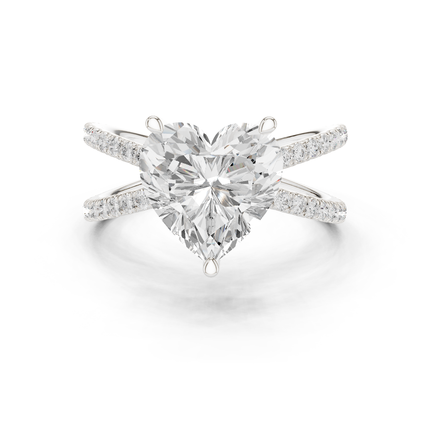 Gold Jewelry L36-25, Heart center stone, White Gold