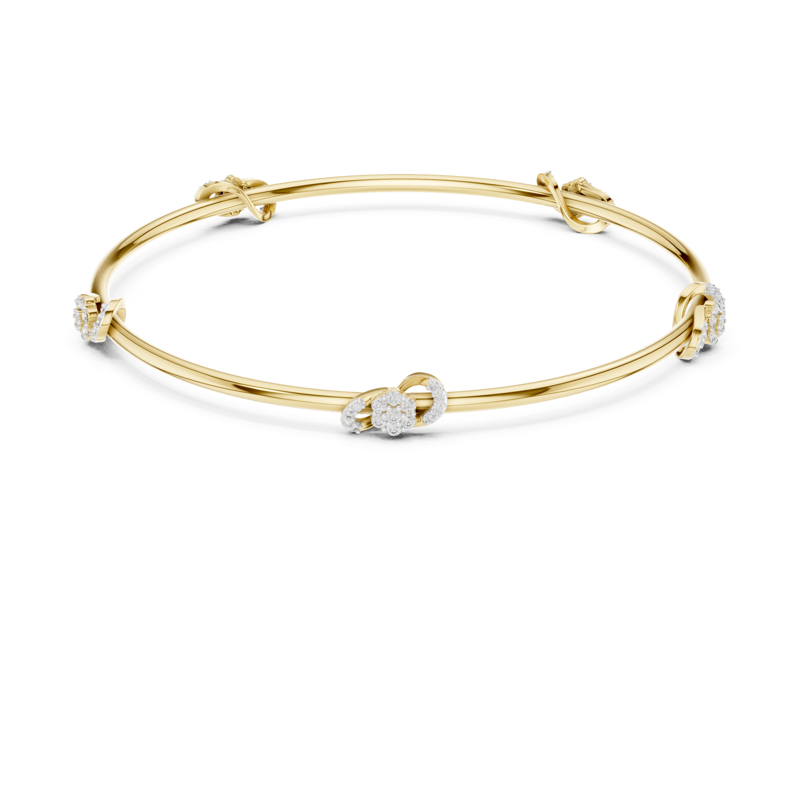 14K Solid Gold Lab Diamond Bracelet, Yellow Gold