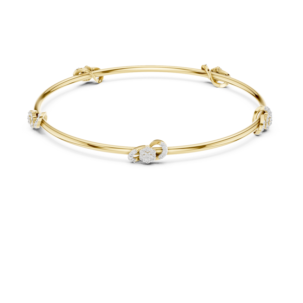 14K Solid Gold Lab Diamond Bracelet, Yellow Gold