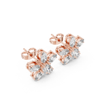 14K Solid Gold Lab Diamond Flower Cluster Earrings, Rose Gold, view 2