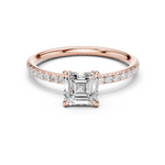Gold Jewelry, Asscher center stone, Rose Gold