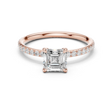 Gold Jewelry, Asscher center stone, Rose Gold