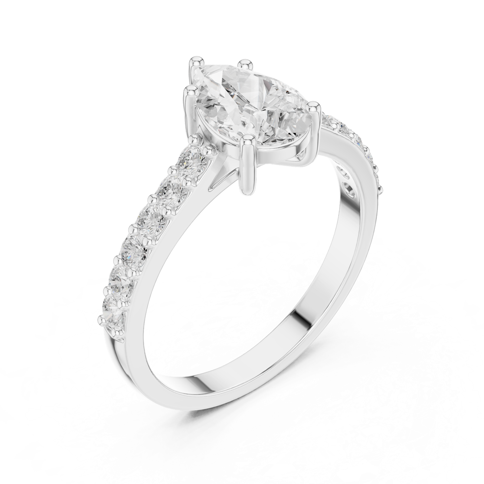 Gold Ring HLR-48, White Gold, view 2
