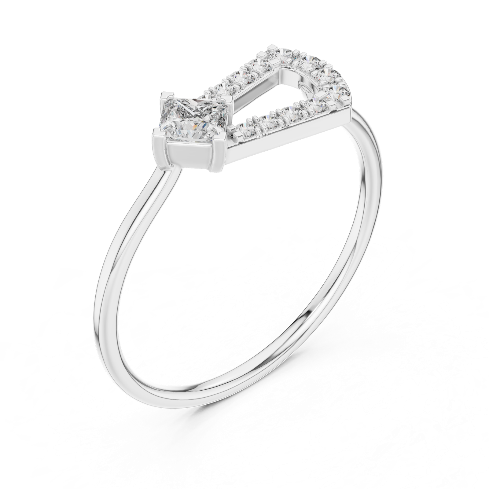 Gold Ring HLR-195, White Gold, view 2
