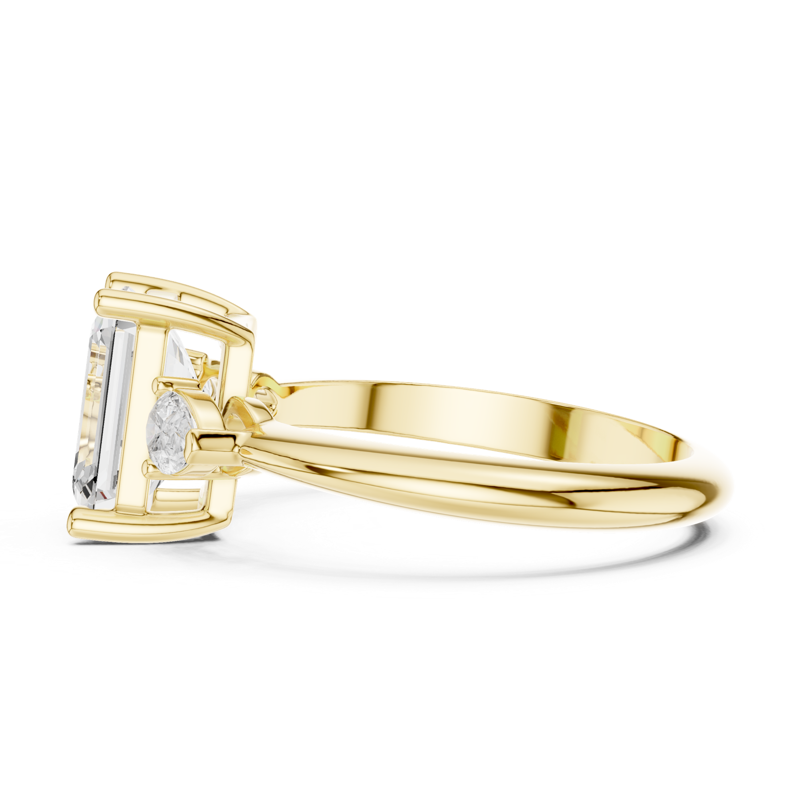 Gold Jewelry, Emerald center stone, Yellow Gold, view 3