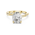 Gold Ring DDLR-167, Oval center stone, Yellow Gold, view 4