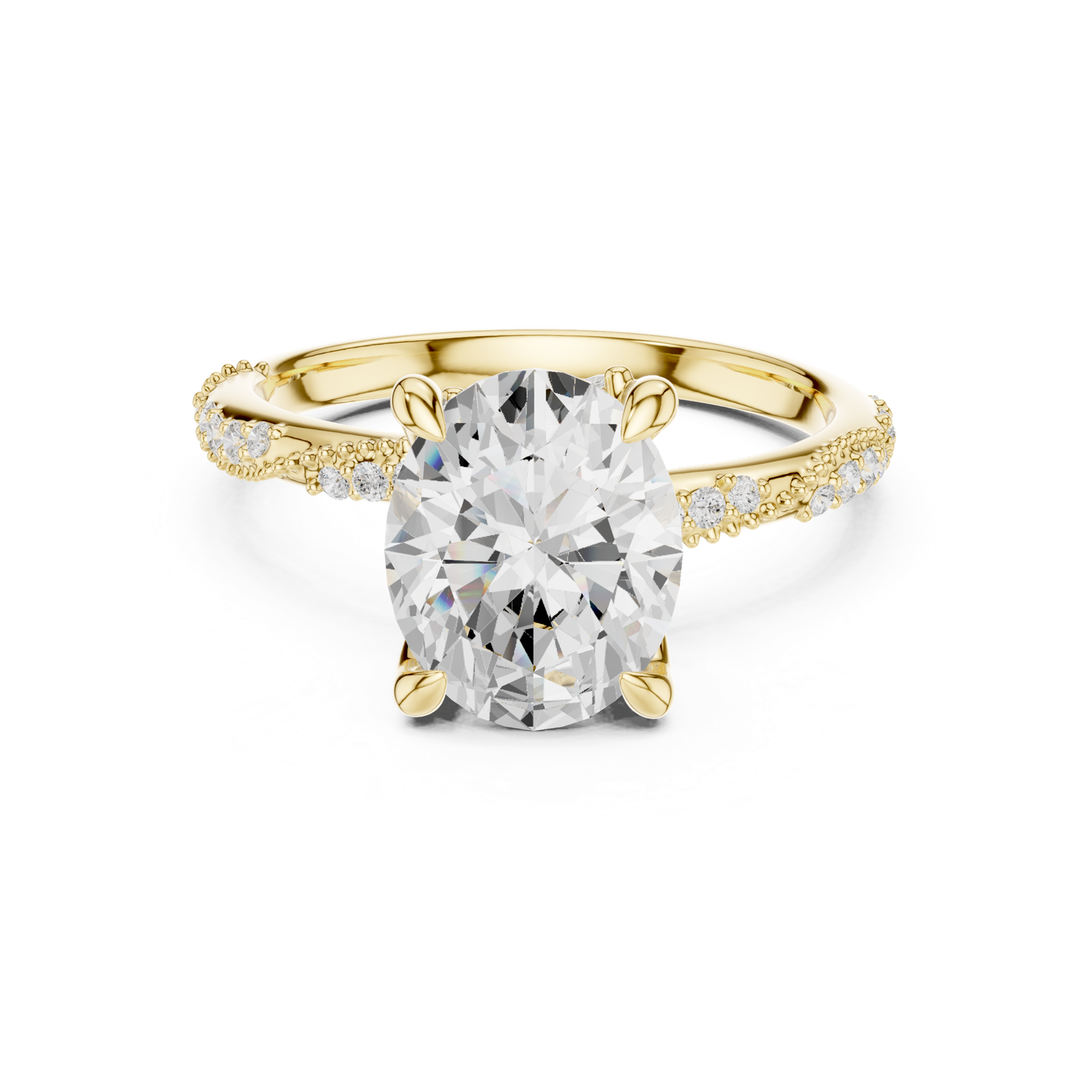 Gold Ring DDLR-167, Oval center stone, Yellow Gold, view 4