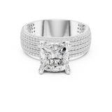 Gold Ring, Cushion center stone, White Gold, view 4