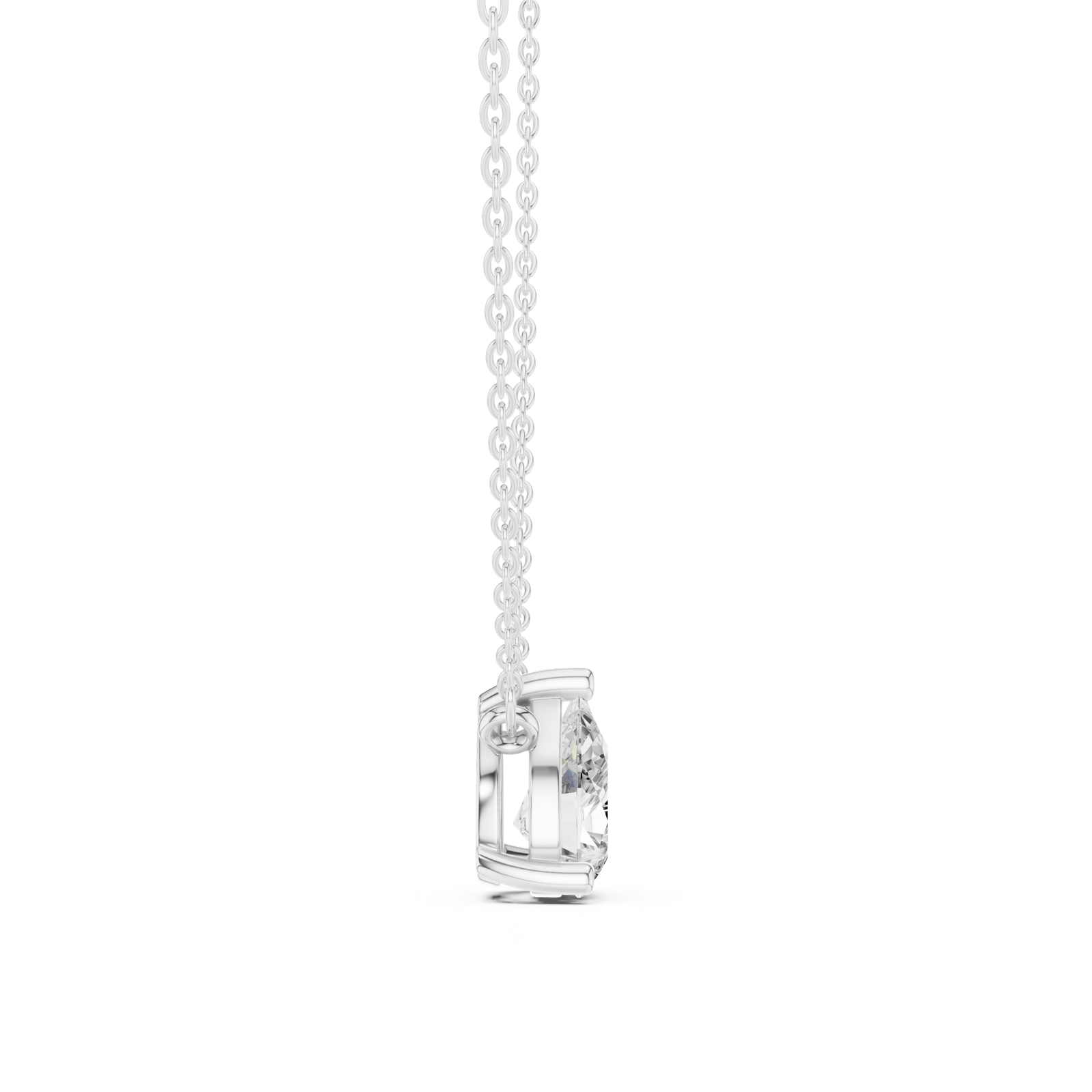Gold Jewelry DDPO-001, Pear center stone, White Gold, view 3