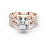 Gold Ring, Asscher center stone, Rose Gold