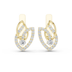 14K Solid Gold Lab Diamond Leaf Drop Earrings, Yellow Gold