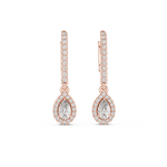 14K Solid Gold Lab Diamond Drop Earrings, Rose Gold