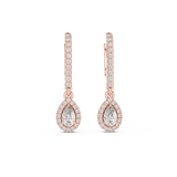14K Solid Gold Lab Diamond Drop Earrings, Rose Gold