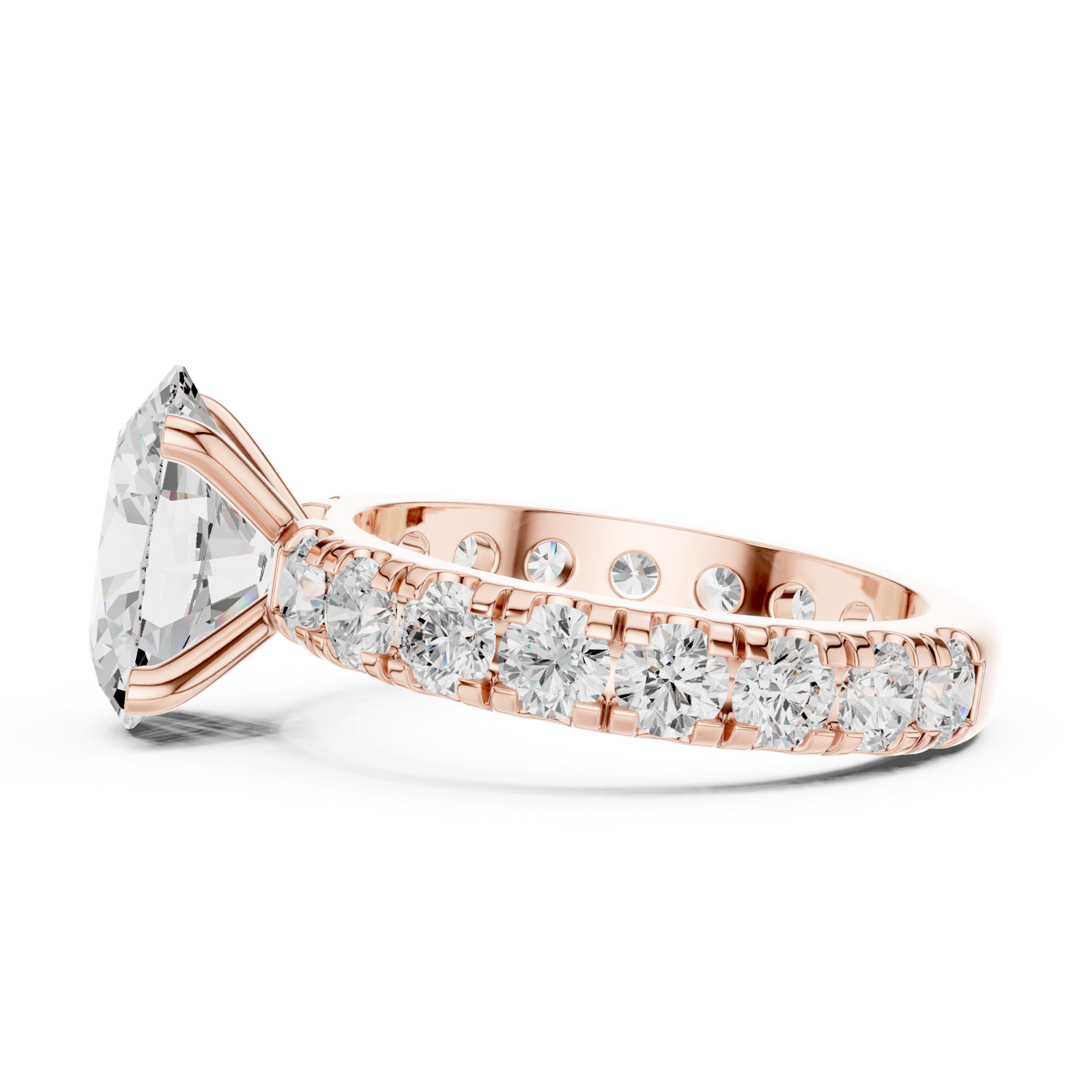 Gold Jewelry L35-63, Oval center stone, Rose Gold, view 3