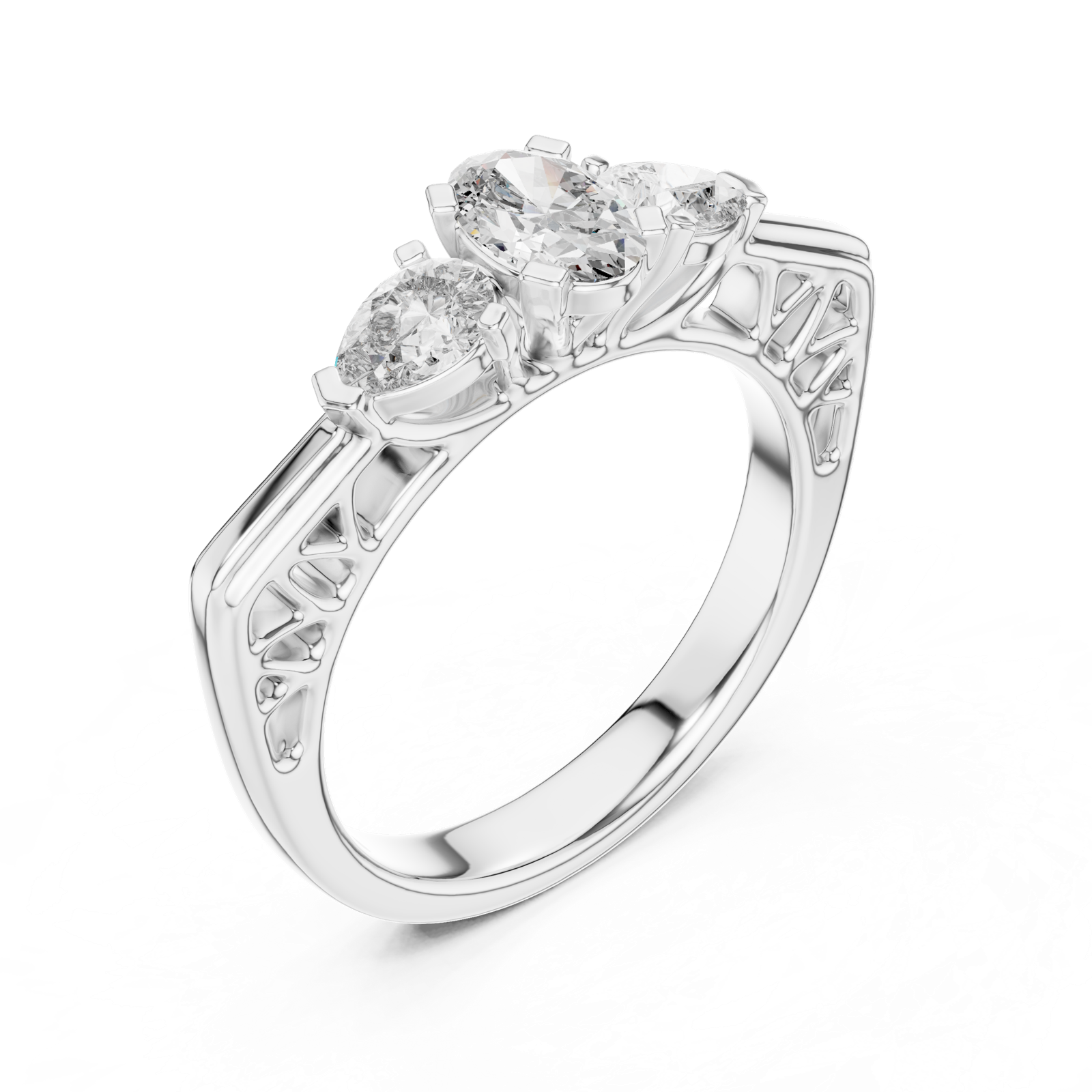 Gold Ring LR-0031, White Gold, view 2