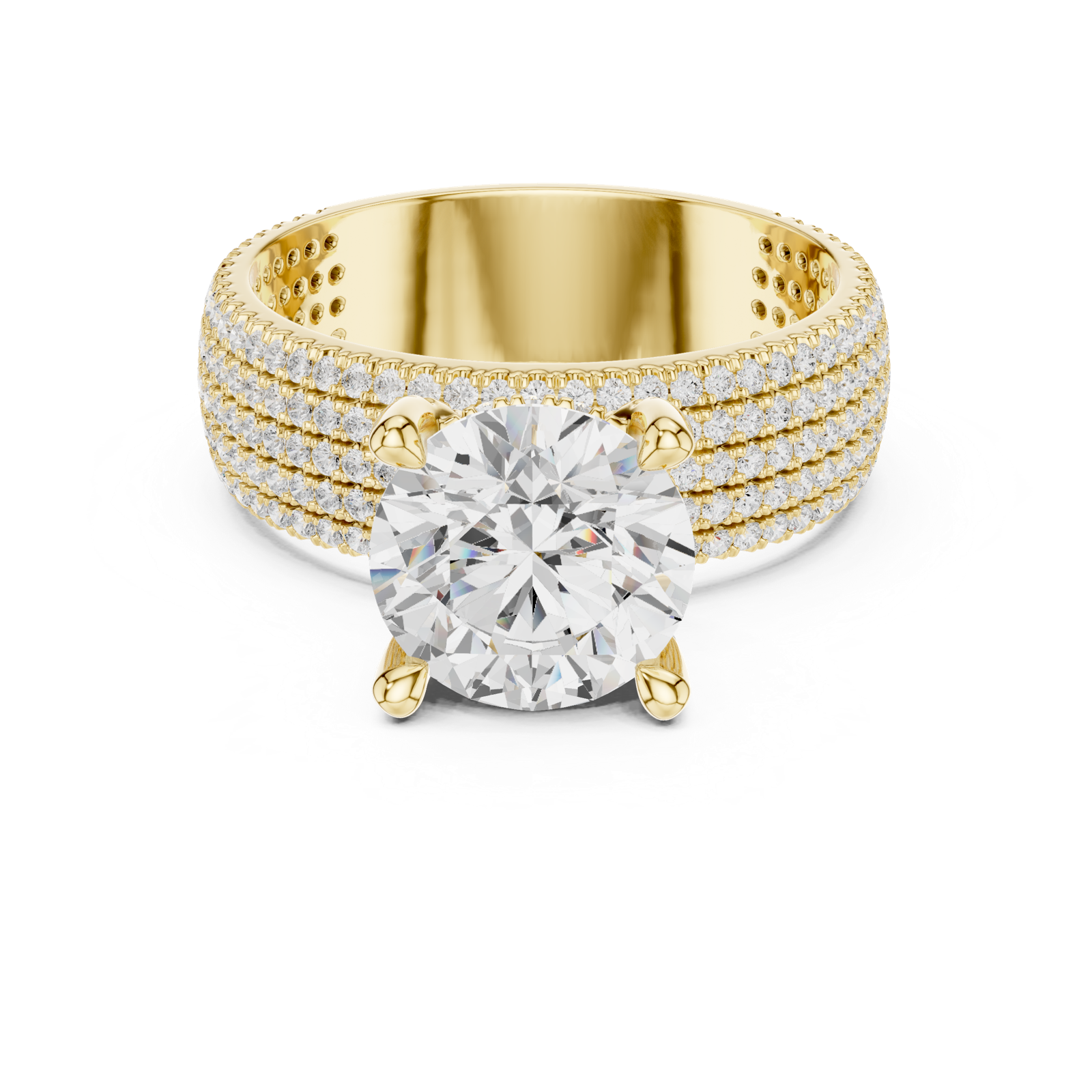 Gold Ring, Round center stone, Yellow Gold, view 4