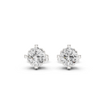 14K Solid Gold Lab Diamond Stud Earrings, White Gold