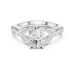 Gold Ring DDLR-257, Oval center stone, White Gold, view 4