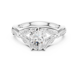 Gold Ring DDLR-257, Oval center stone, White Gold, view 4