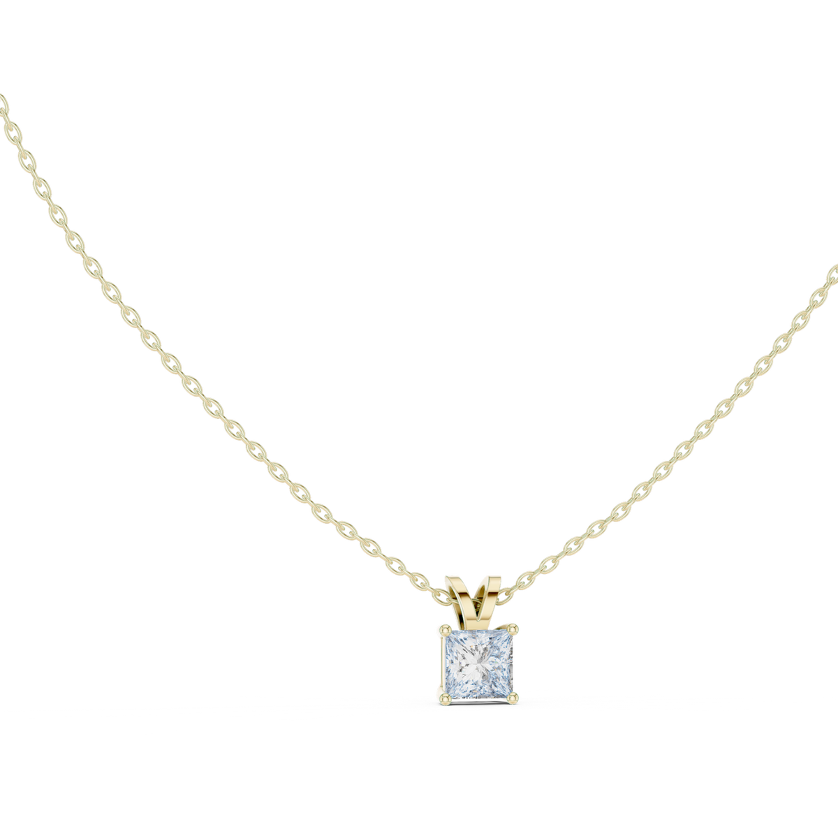 14K Solid Gold Lab Diamond Solitaire Pendant Necklace, Yellow Gold, view 1