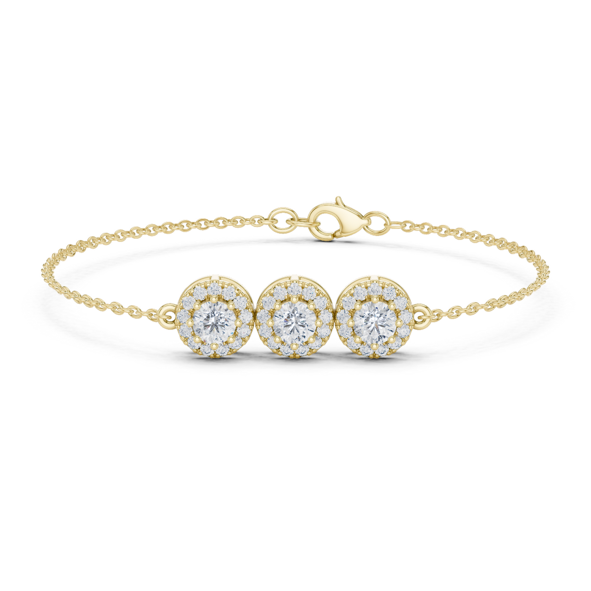 14K Solid Gold Lab Diamond Bracelet, Yellow Gold
