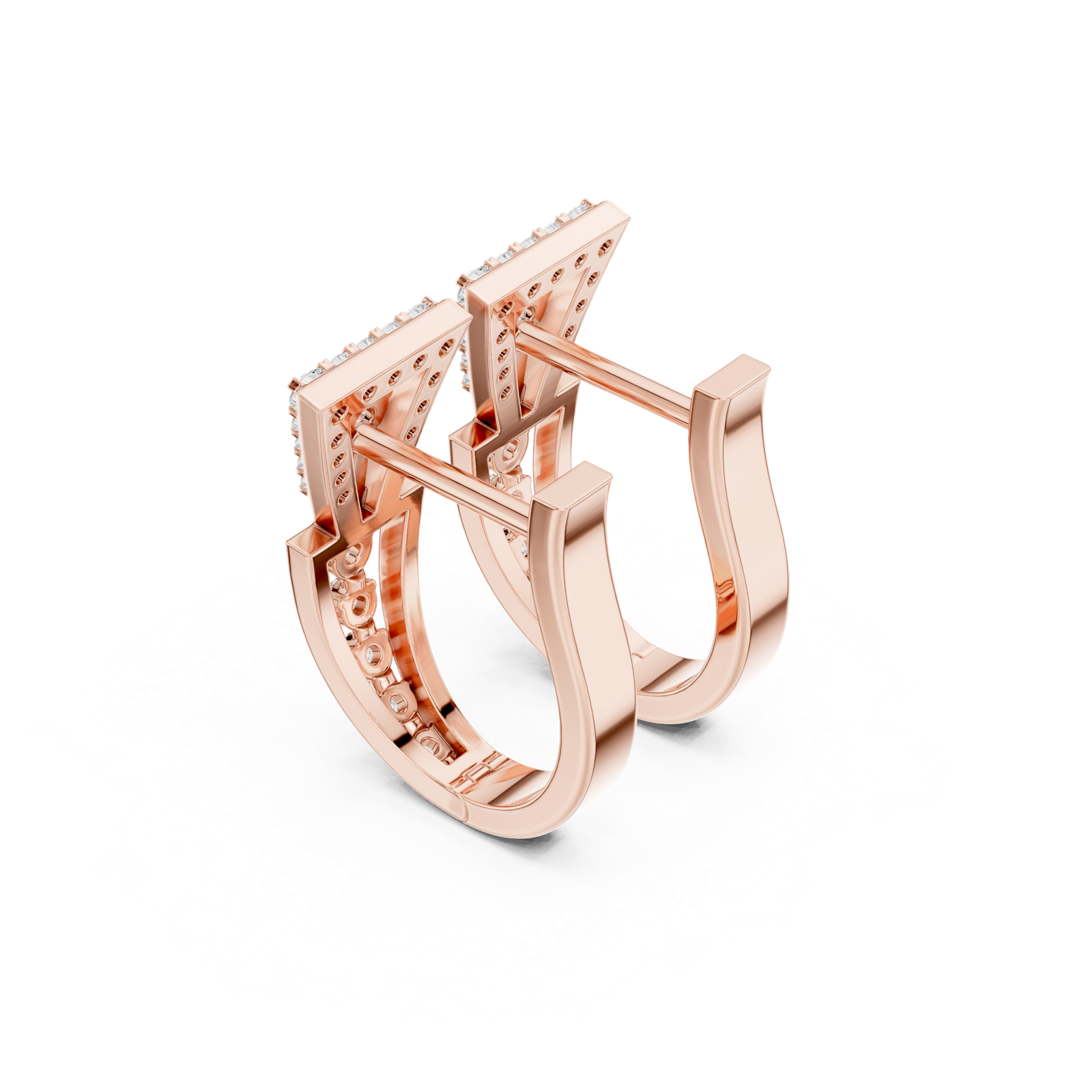 14K Solid Gold Lab Diamond Cluster Earrings, Rose Gold, view 2