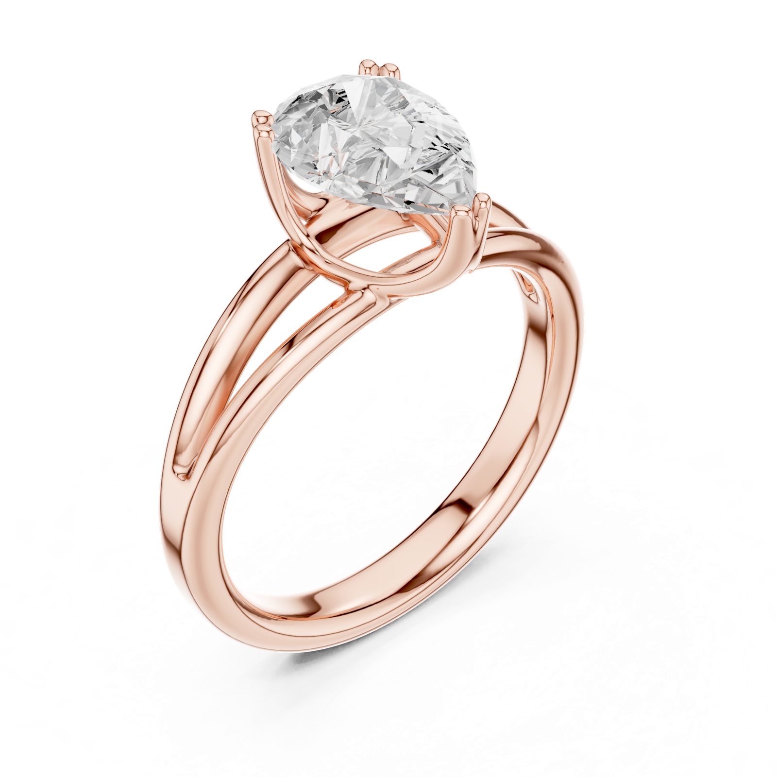 Gold Jewelry L36-7, Pear center stone, Rose Gold, view 2