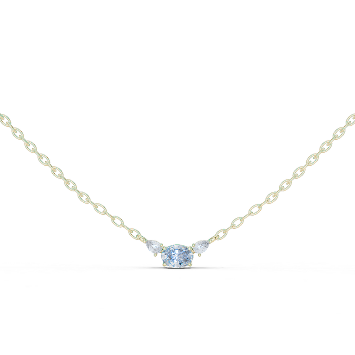 14K Solid Gold Lab Diamond Pendant Necklace, Yellow Gold