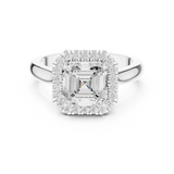 Gold Ring, Asscher center stone, White Gold, view 4